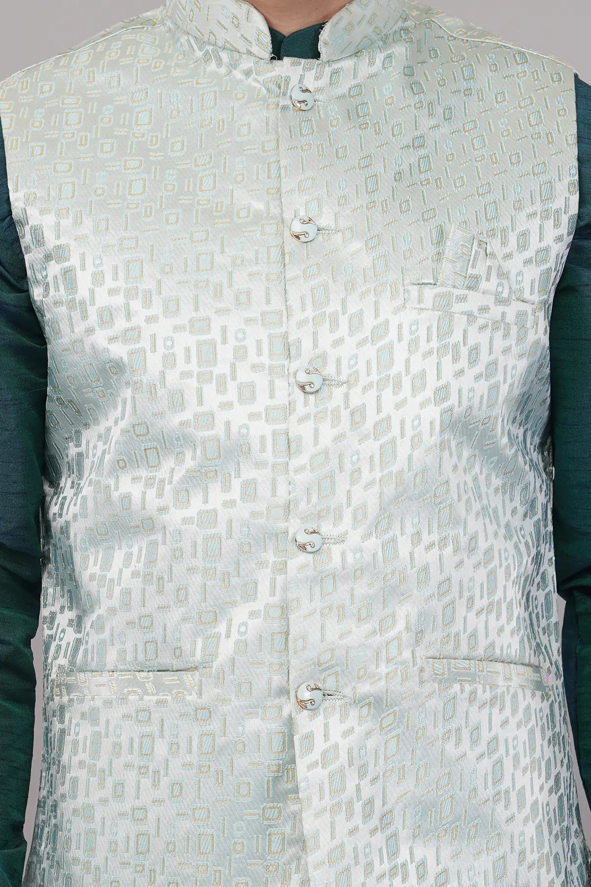 Fasolia Partywear Nehru Jacket For Men| Waistcoat for Occasion Jacquard