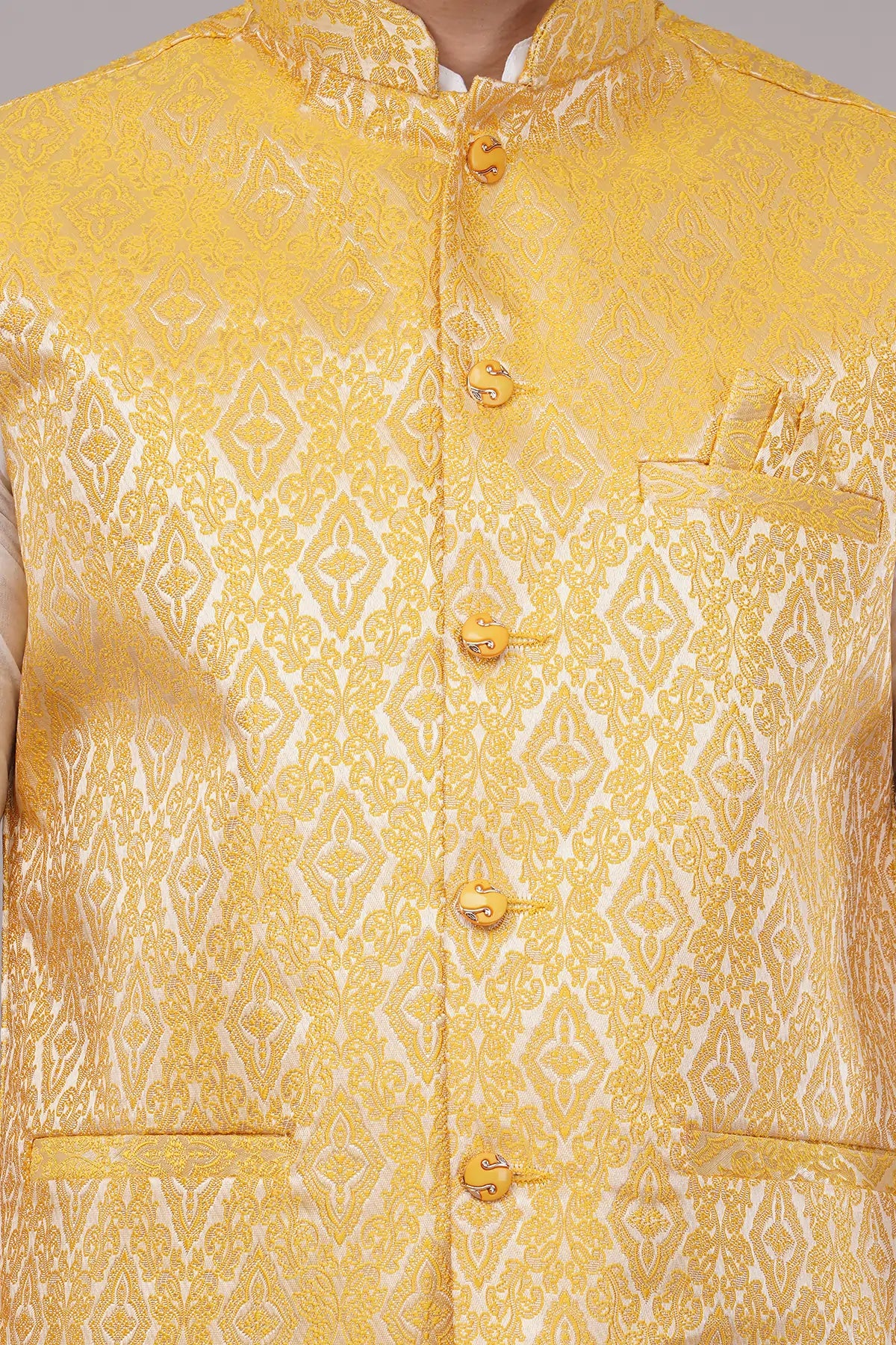 Fasolia Men's Designer Jacquard Nehru Jacket/Waist Coat