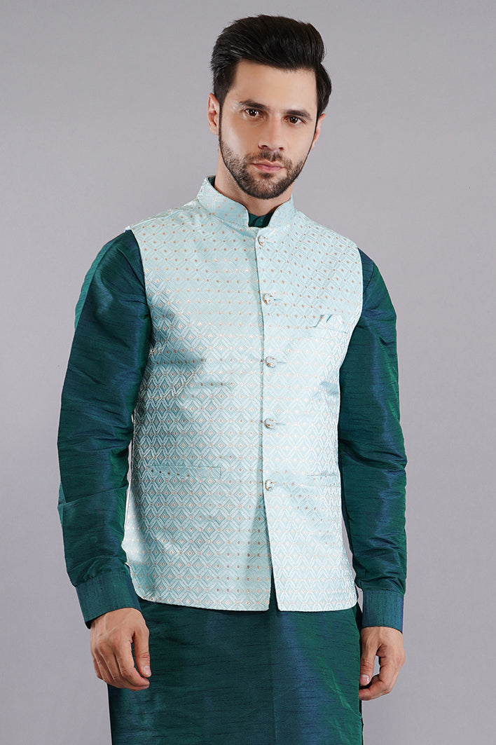 Fasolia Nehru Jacket for Men Royal Silk Blend Wedding