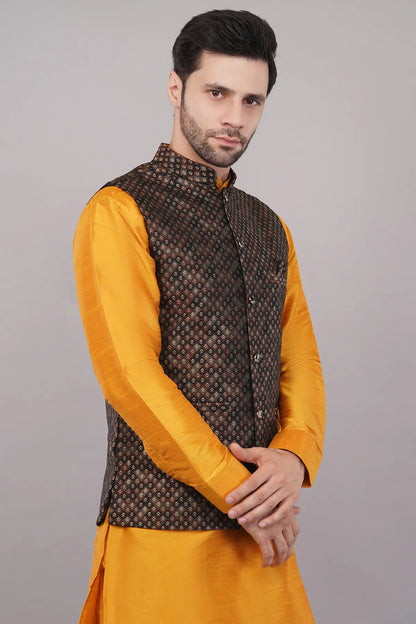 Fasolia Partywear Ethnic Jacket For Men Jacquard