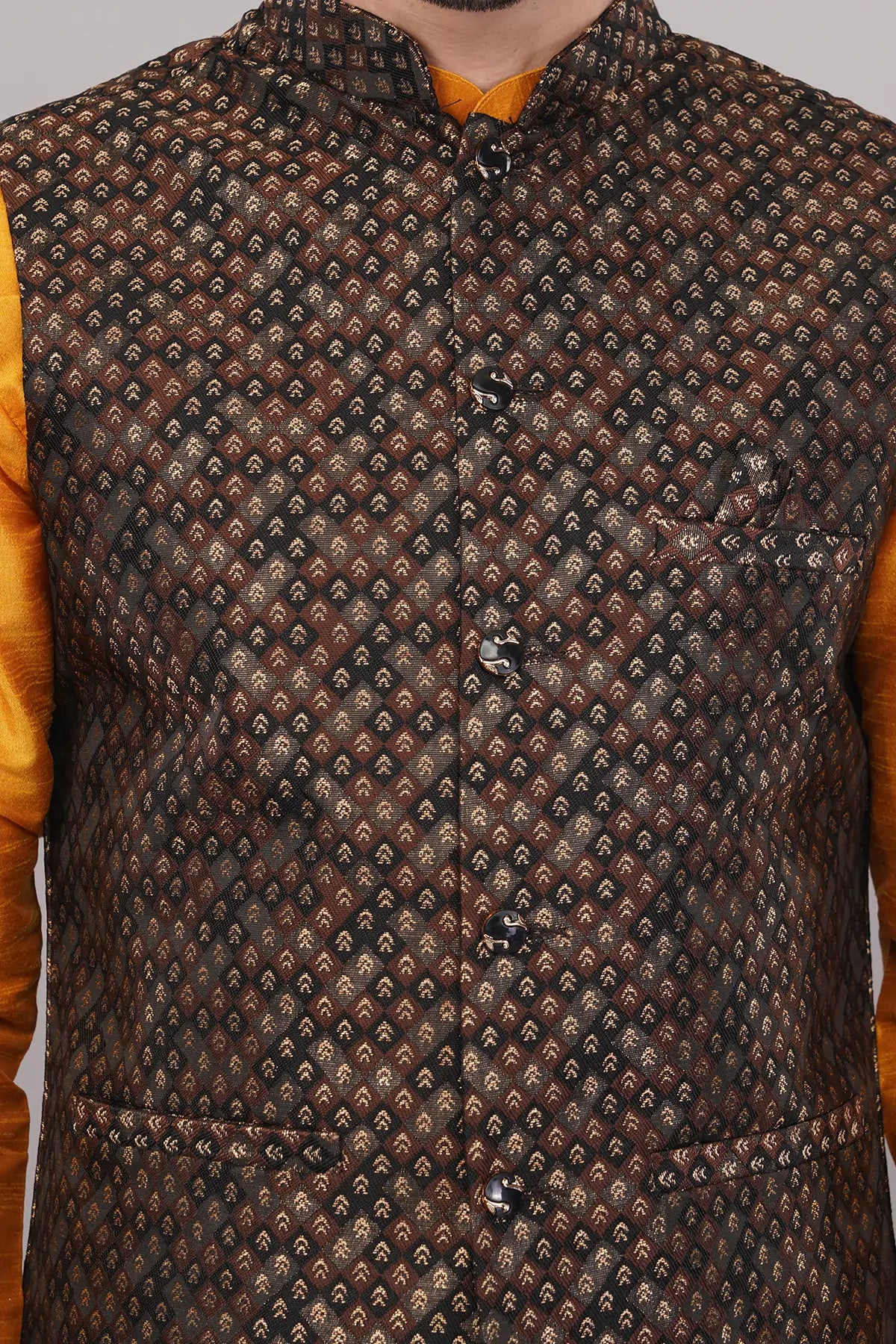 Fasolia Partywear Ethnic Jacket For Men Jacquard