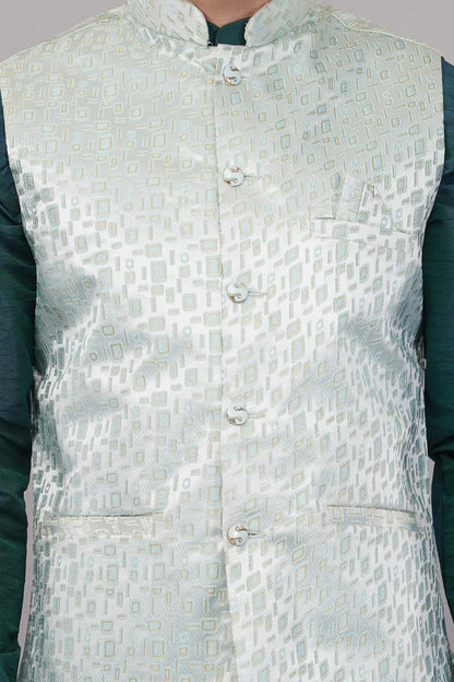 Fasolia Partywear Nehru Jacket For Men| Waistcoat for Occasion Jacquard