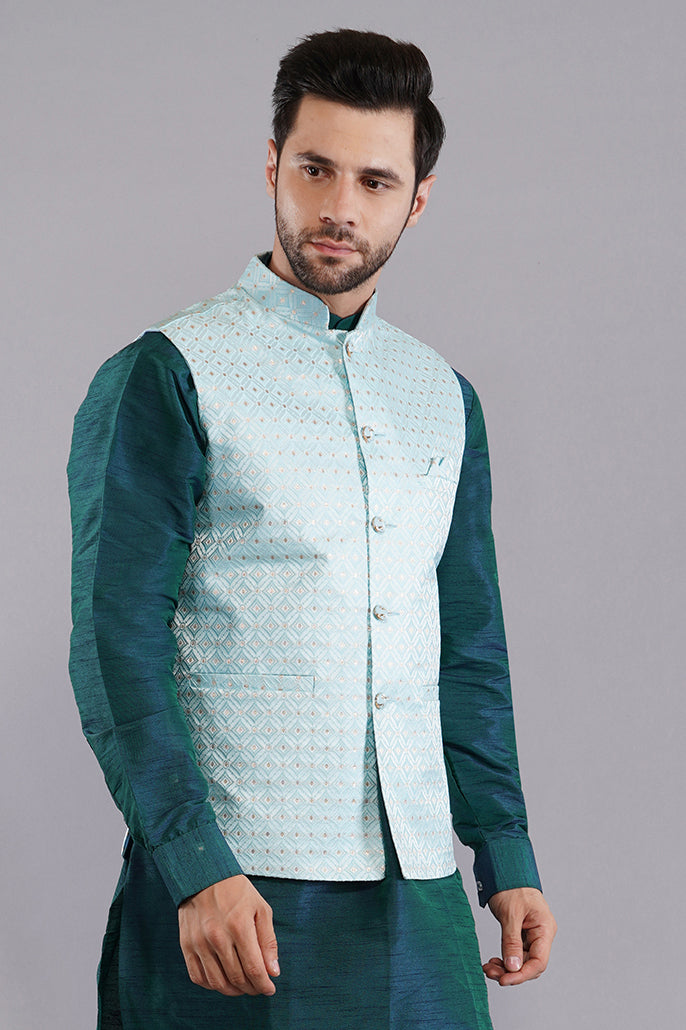 Fasolia Nehru Jacket for Men Royal Silk Blend Wedding