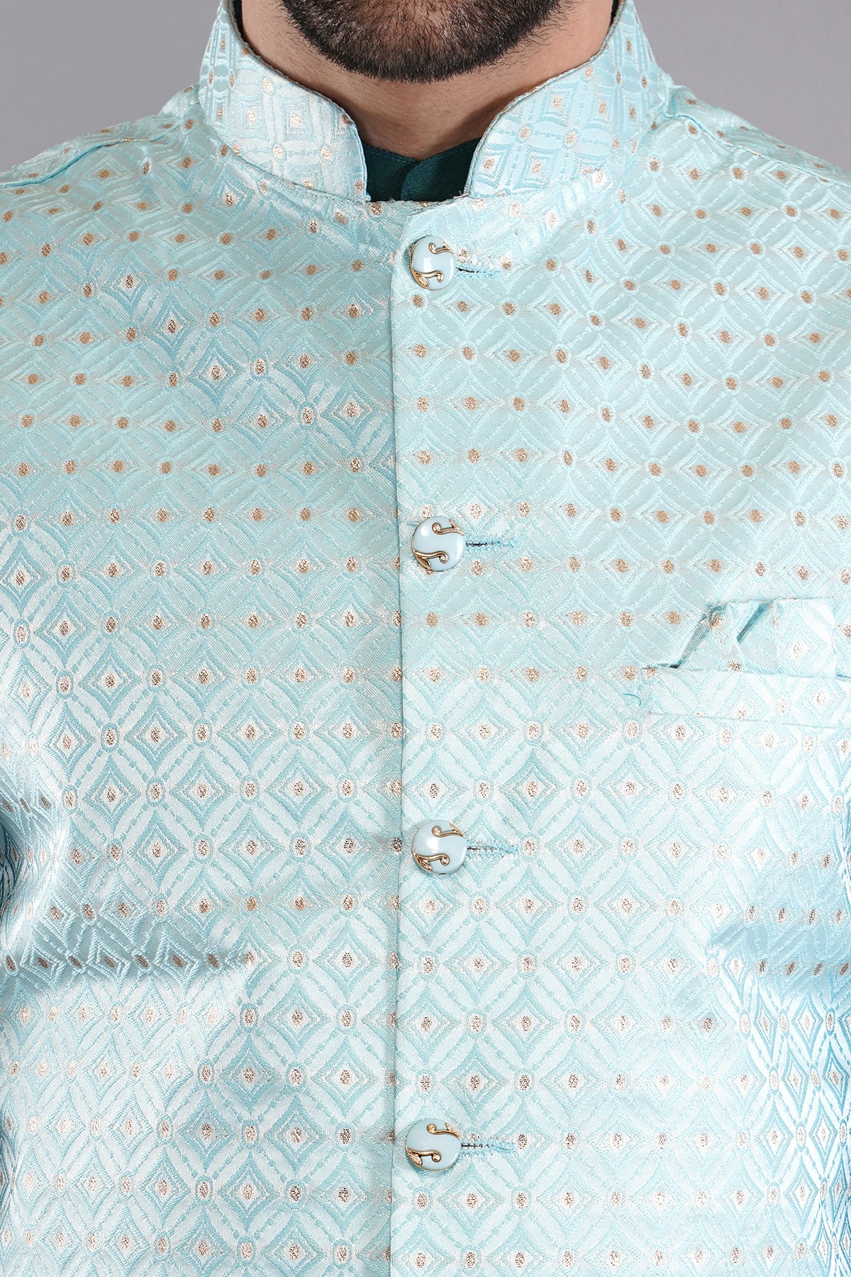 Fasolia Nehru Jacket for Men Royal Silk Blend Wedding